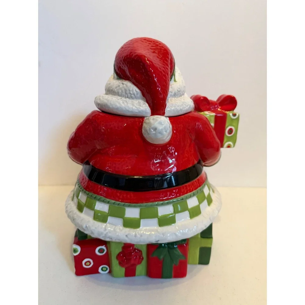 Fitz and Floyd Holiday Cheer Santa Claus Cookie Jar Ceramic Christmas